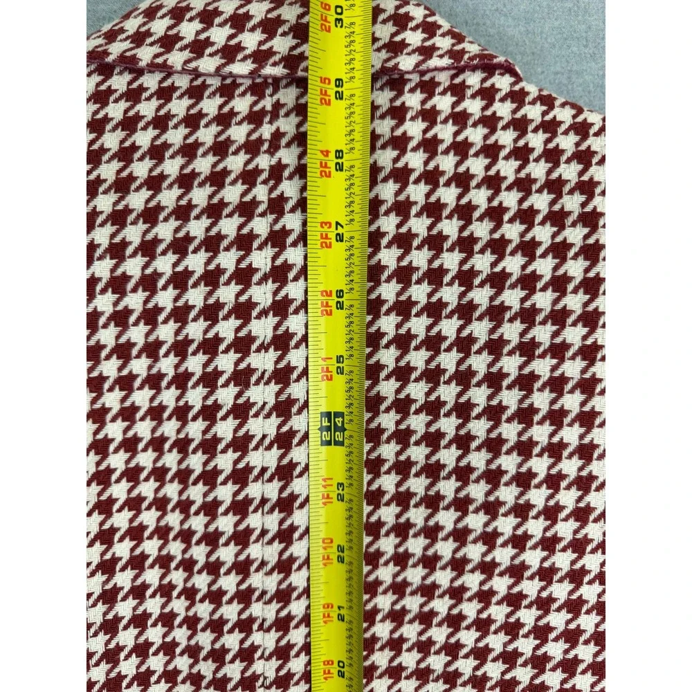 Linea Uomo Mens 44R Blazer Burgundy White Houndstooth Two Button Sport Coat